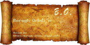 Beregh Orbán névjegykártya